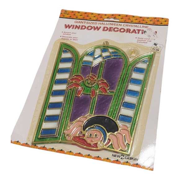 Vintage Giant Halloween Spider Suncatcher Crystalline‎ Window Hanging Decoration - Picture 1 of 2